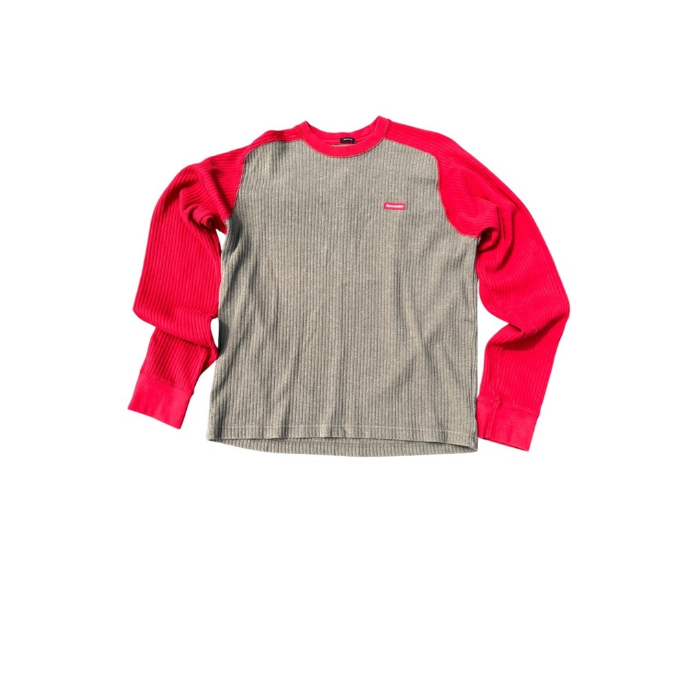 Abercrombie & Fitch Mens Long Sleeve Ribbed Muscle Shirt Olive‎ Green Red XL